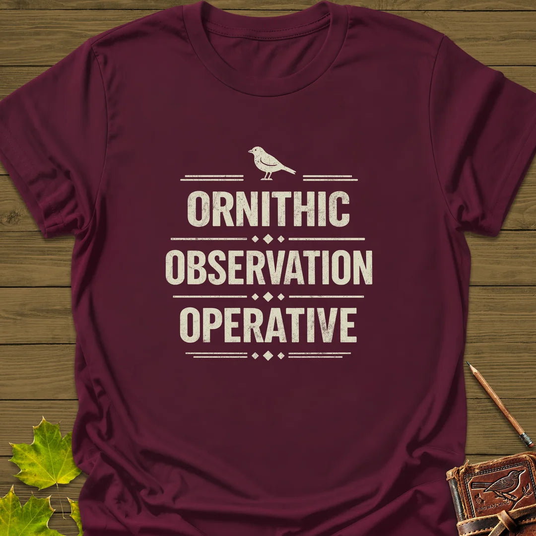 Ornithic Observation T-Shirt in Maroon