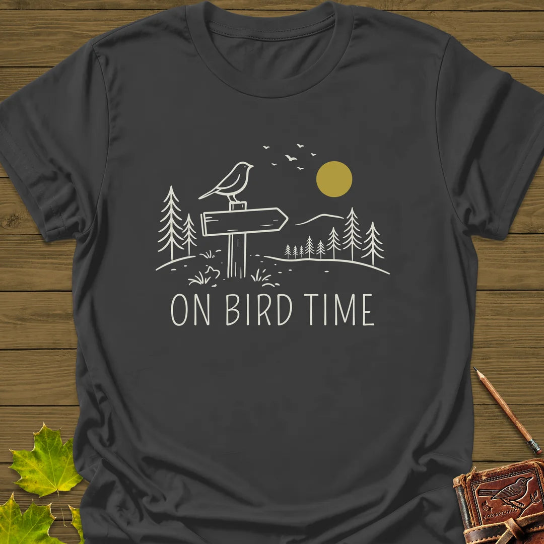 On Bird Time T-Shirt in Charcoal