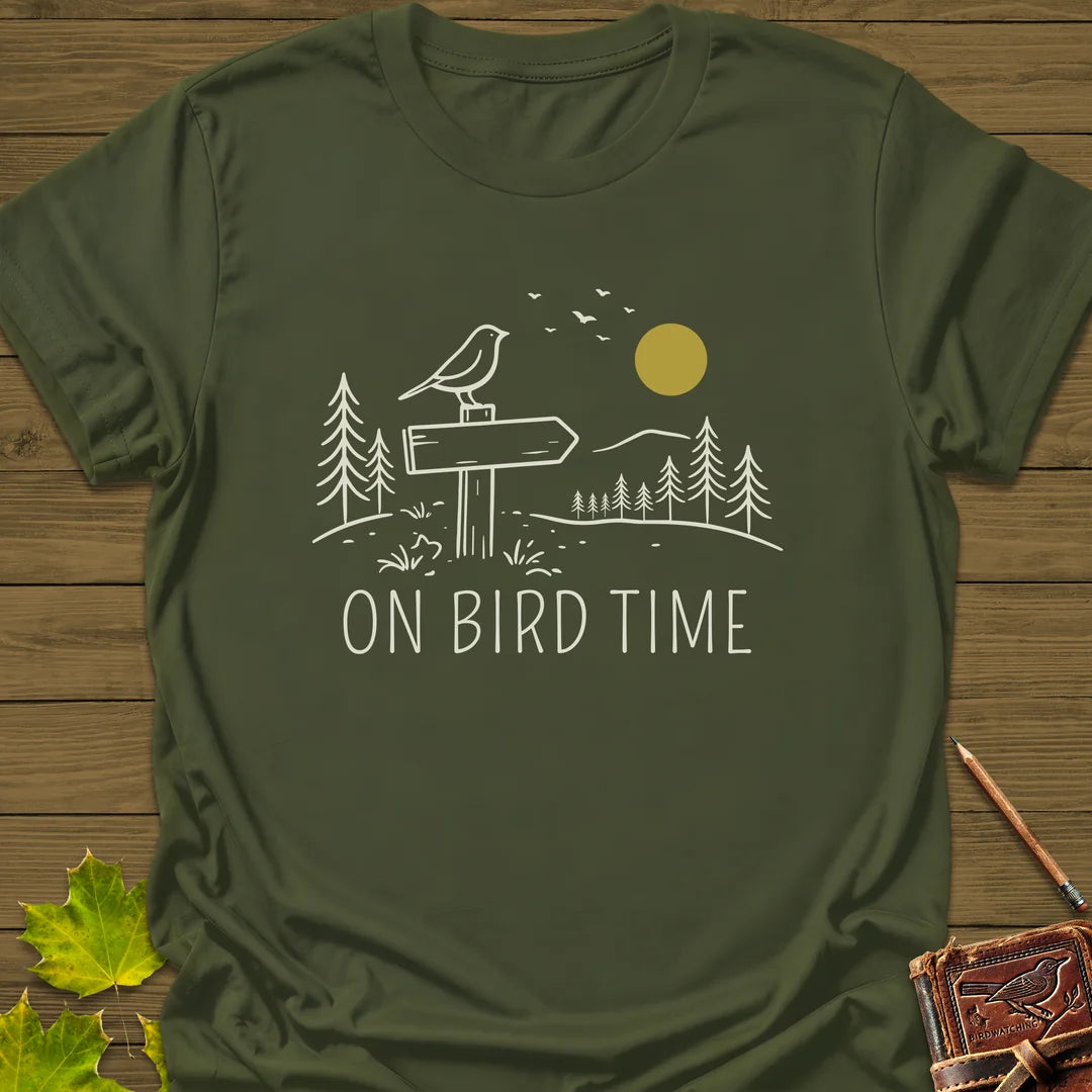 On Bird Time T-Shirt in Military Green