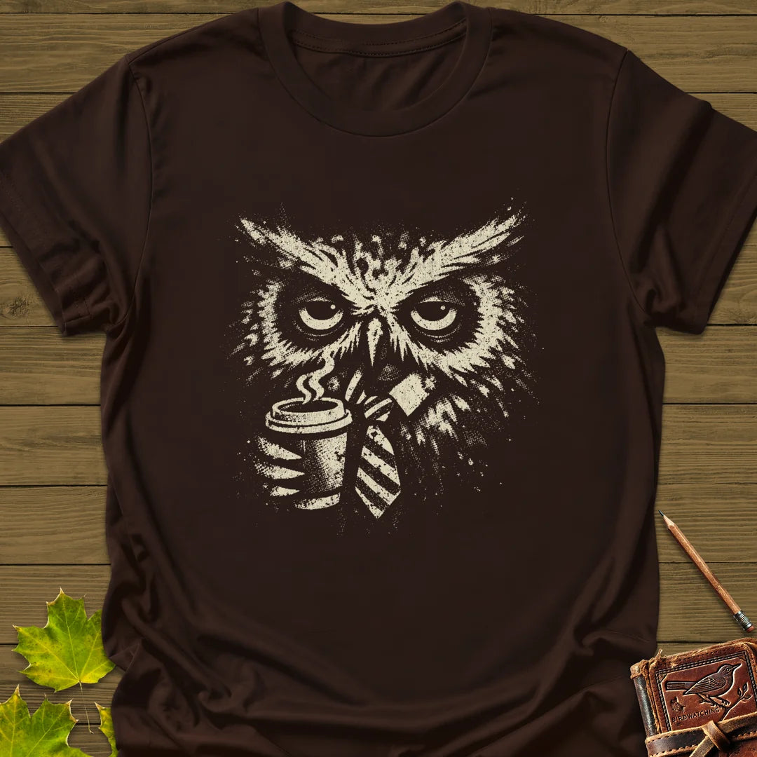 Office Owl T-Shirt in Dark Chocolate
