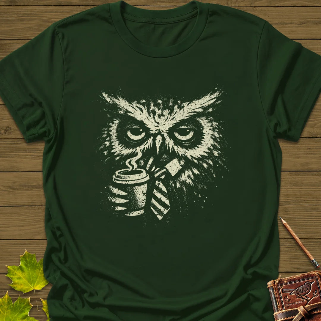 Office Owl T-Shirt in Forest Green