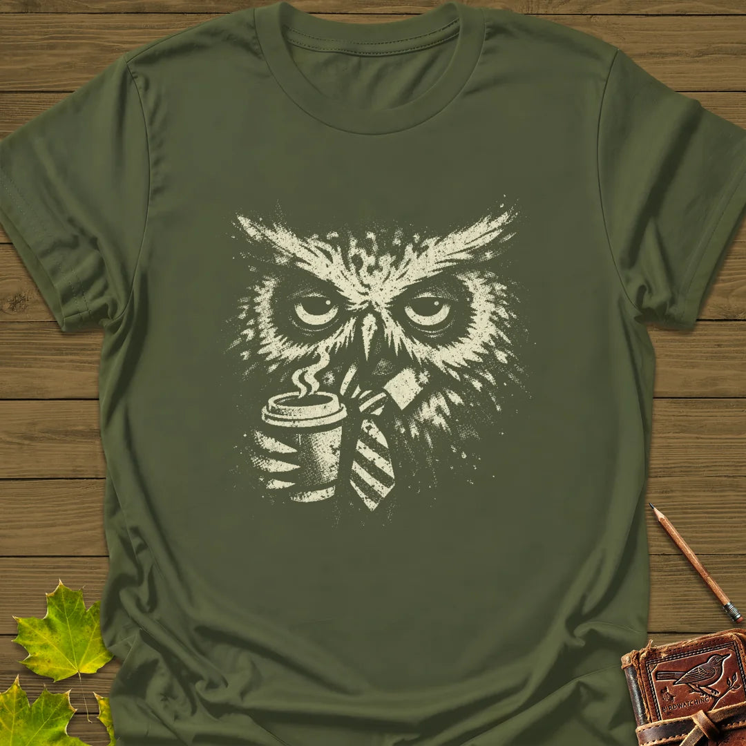 Office Owl T-Shirt in Military Green
