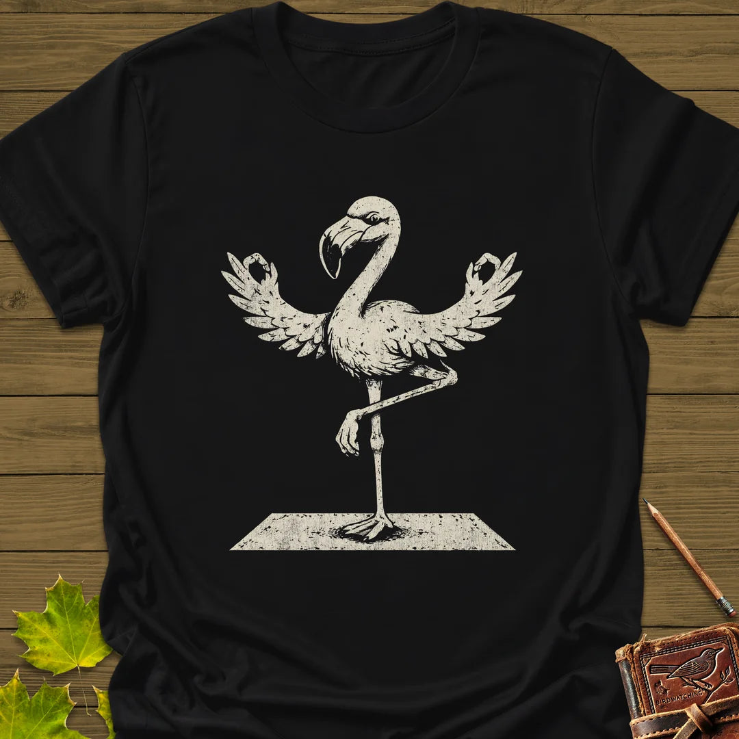 Flamingo Yoga T-Shirt in Black