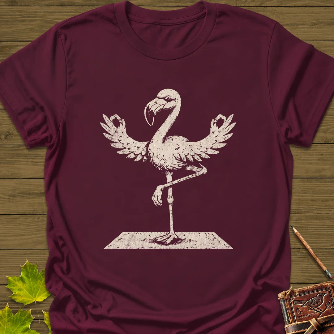 Flamingo Yoga T-Shirt in Maroon