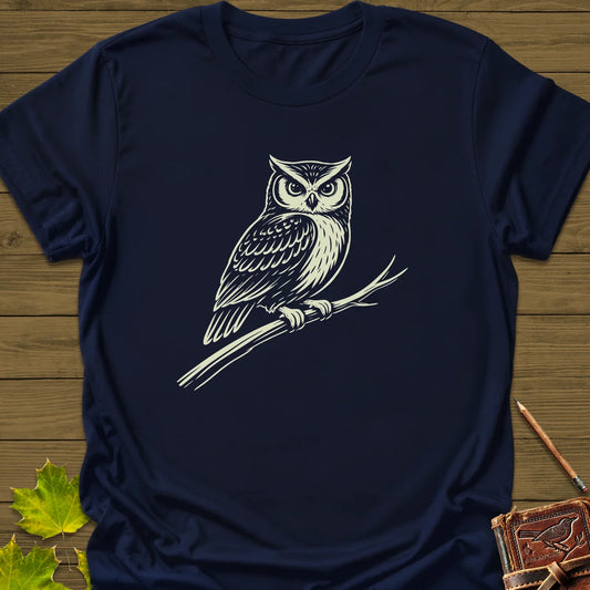 Woodland Watch Owl T-Shirt in Navy