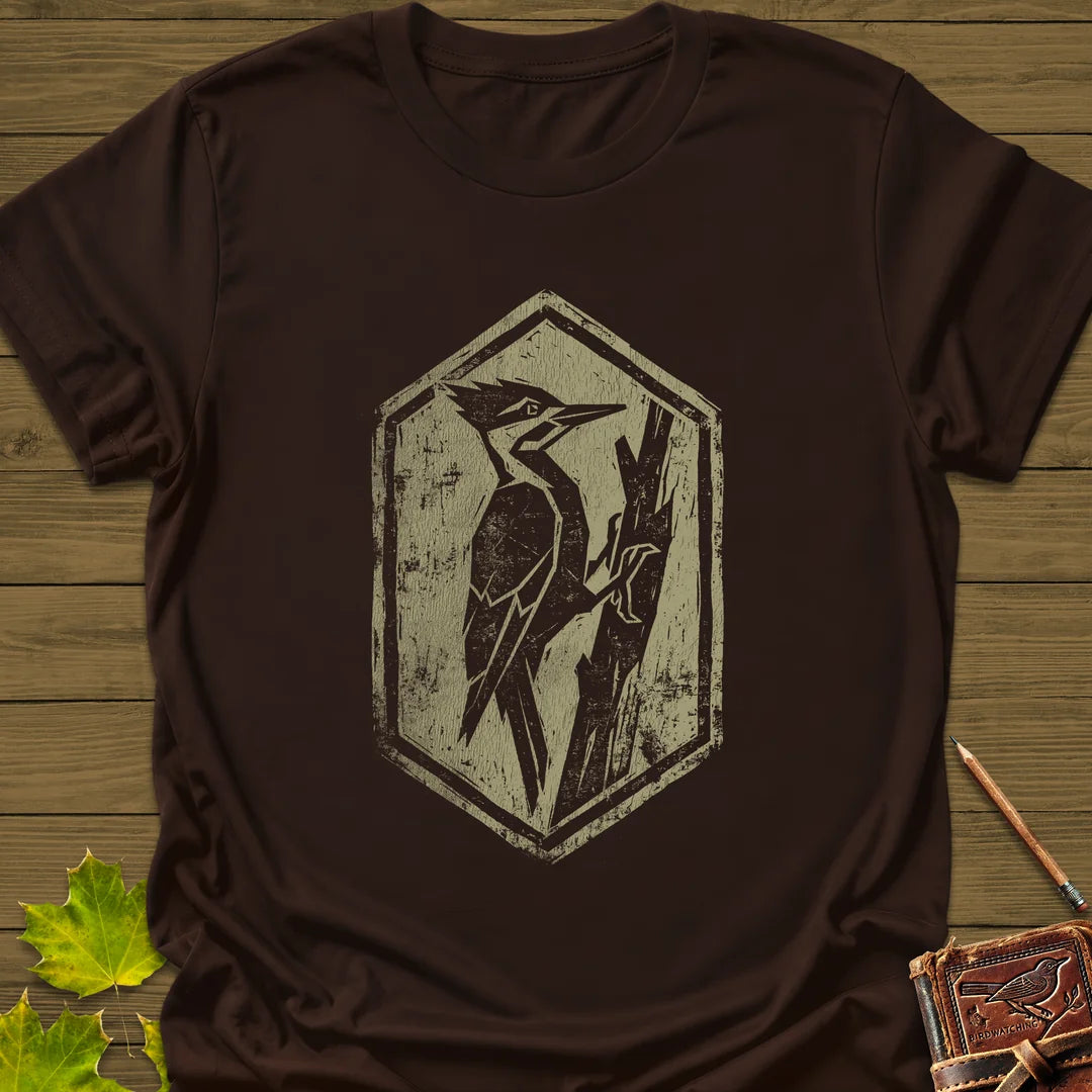 Woodpecker Silhouette T-Shirt in Dark Chocolate