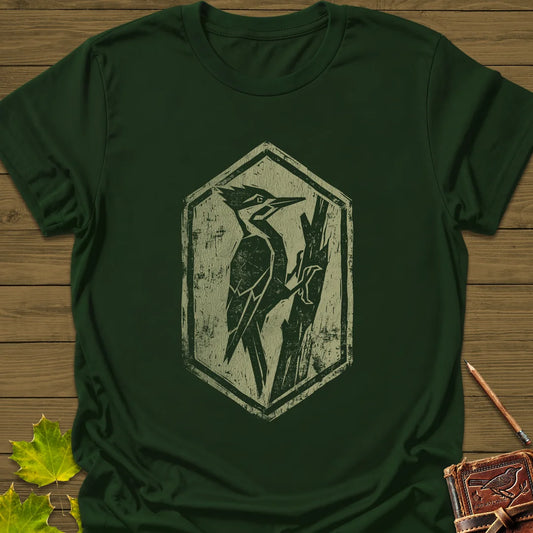 Woodpecker Silhouette T-Shirt in Forest Green