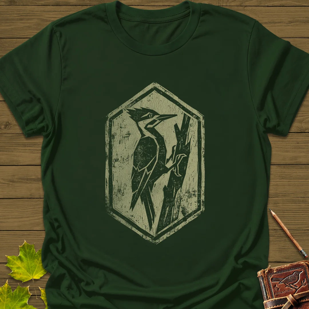 Woodpecker Silhouette T-Shirt in Forest Green
