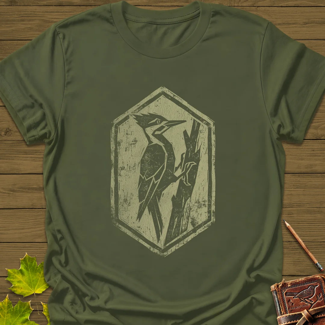 Woodpecker Silhouette T-Shirt in Military Green