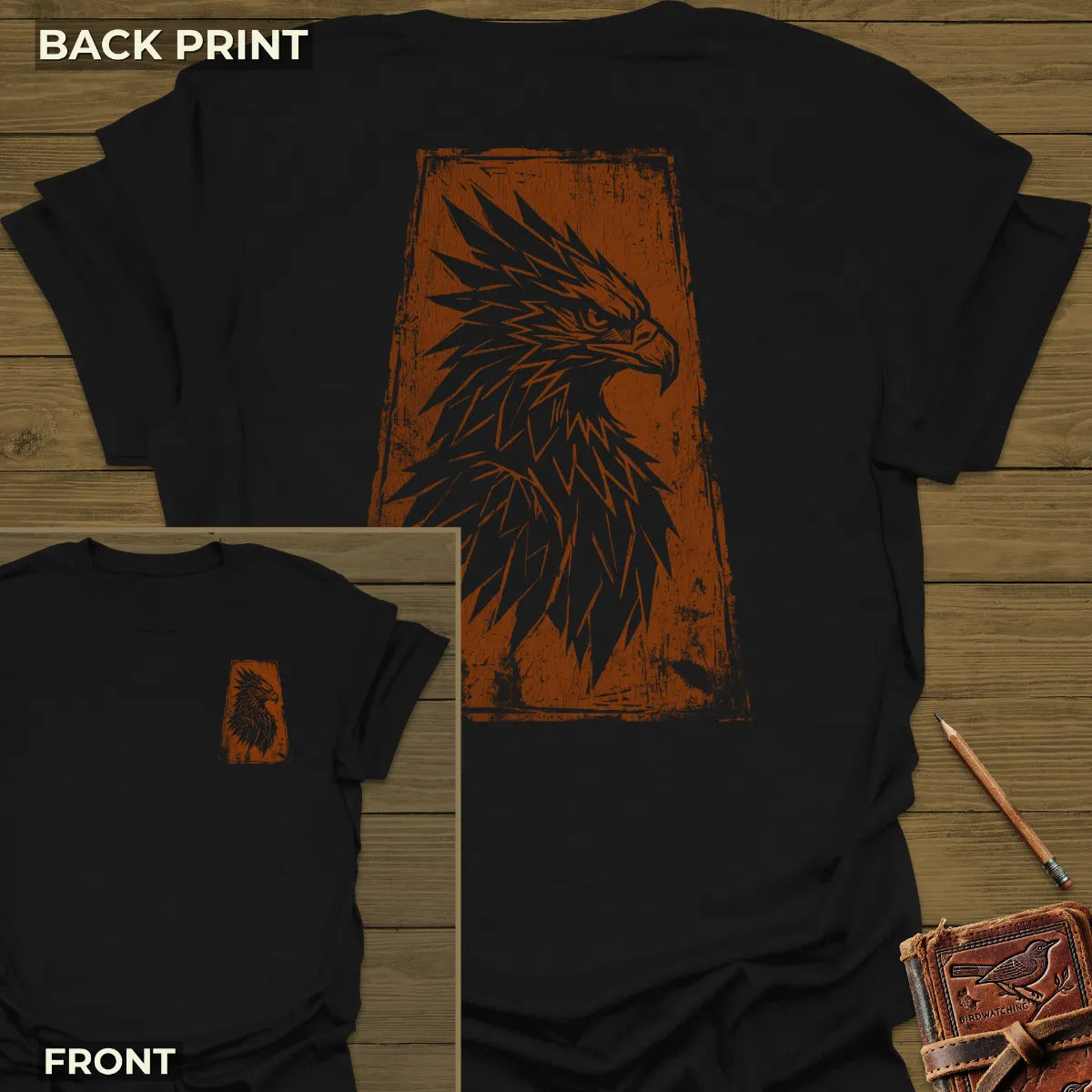 Tribal Eagle T-Shirt - Back Print Black