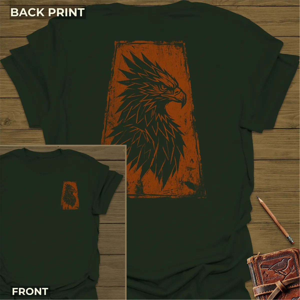 Tribal Eagle T-Shirt - Back Print Forest Green