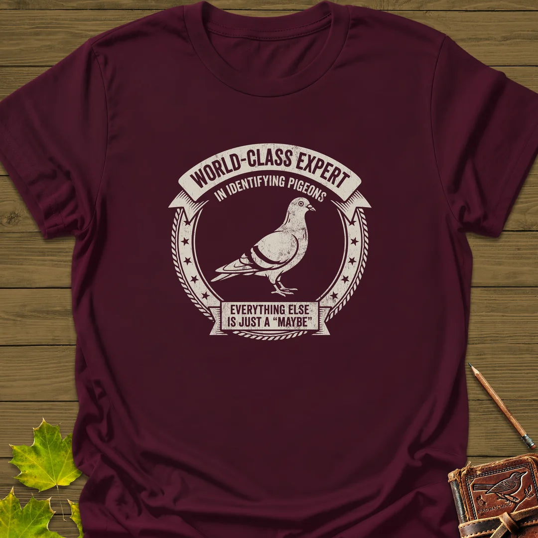 Identifying Pigeons T-Shirt in Maroon