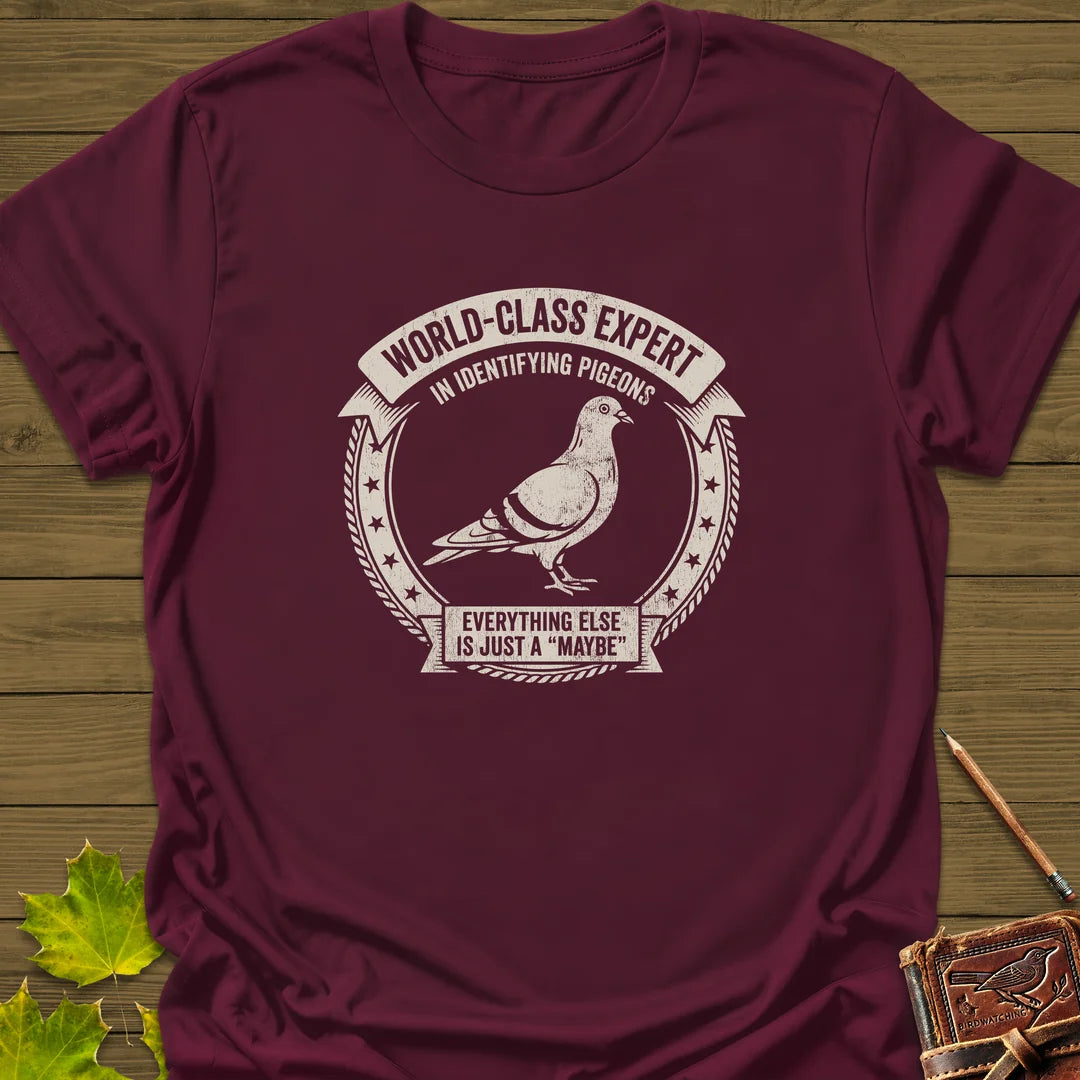 Identifying Pigeons T-Shirt in Maroon