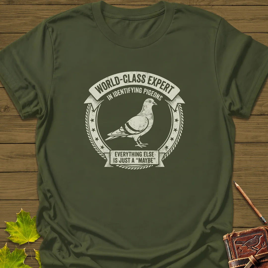 Identifying Pigeons T-Shirt in Military Green