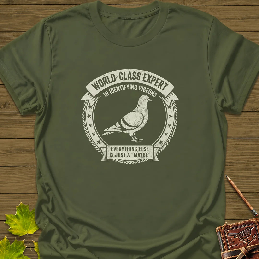 Identifying Pigeons T-Shirt in Military Green