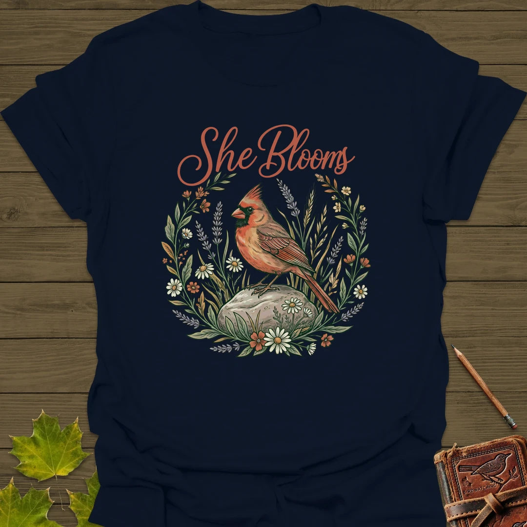 She Blooms T-Shirt Navy
