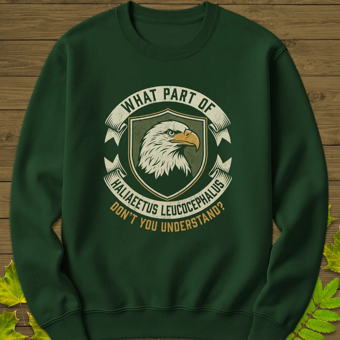 Nerdy Bald Eagle Sweatshirt in Forest Green