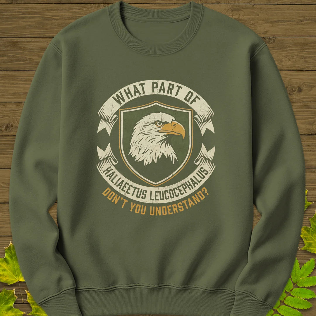 Nerdy Bald Eagle Sweatshirt in Military Green