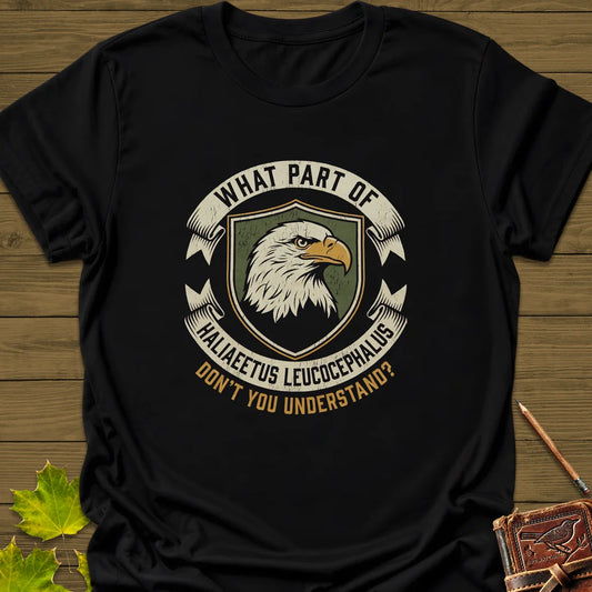 Nerdy Bald Eagle T-Shirt in Black