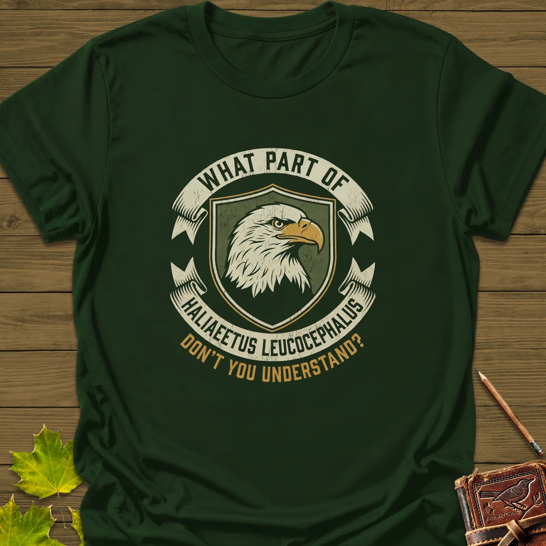 Nerdy Bald Eagle T-Shirt in Forest Green