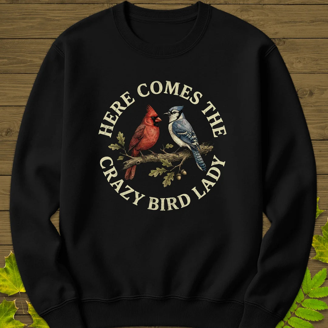 Crazy Bird Lady Sweatshirt in Black