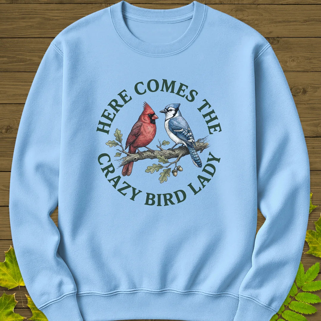 Crazy Bird Lady Sweatshirt in Light Blue