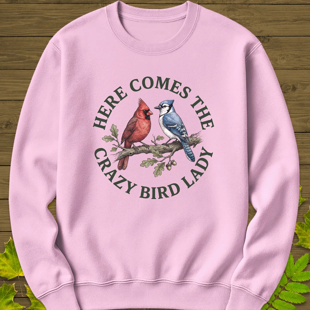 Crazy Bird Lady Sweatshirt in Light Pink