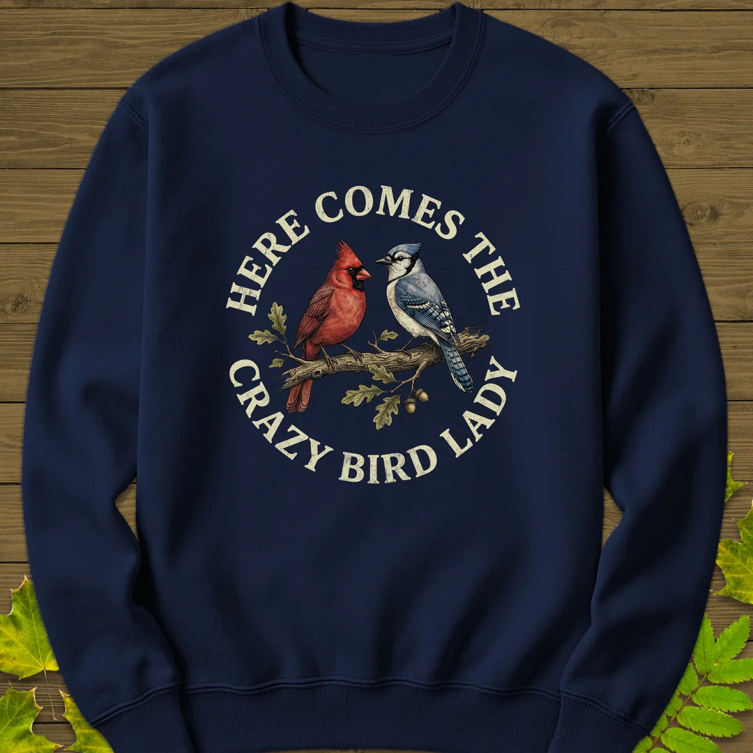 Crazy Bird Lady Sweatshirt in Navy