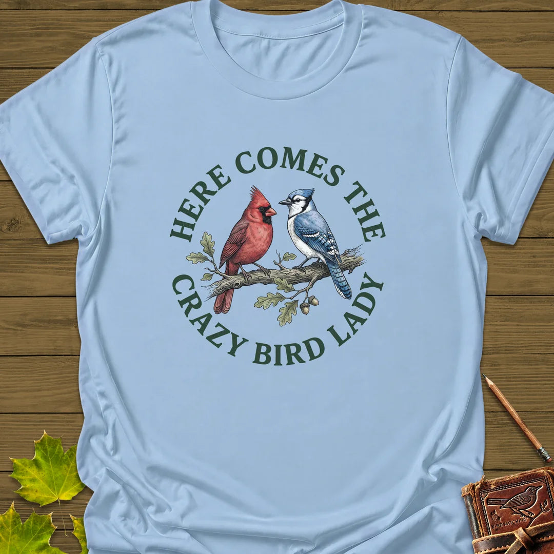 Crazy Bird Lady T-Shirt in Light Blue