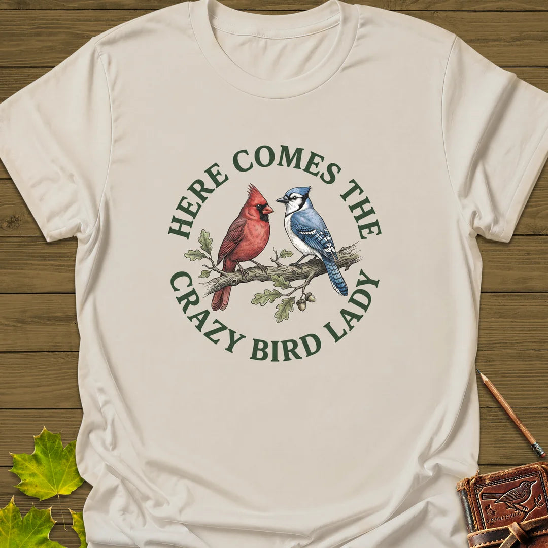 Crazy Bird Lady T-Shirt in Natural