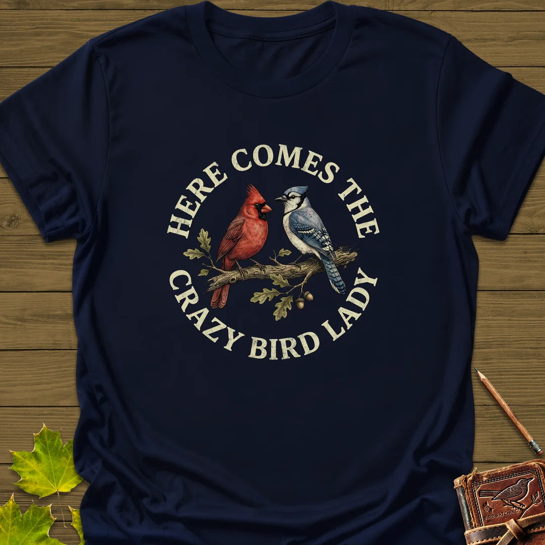 Crazy Bird Lady T-Shirt in Navy