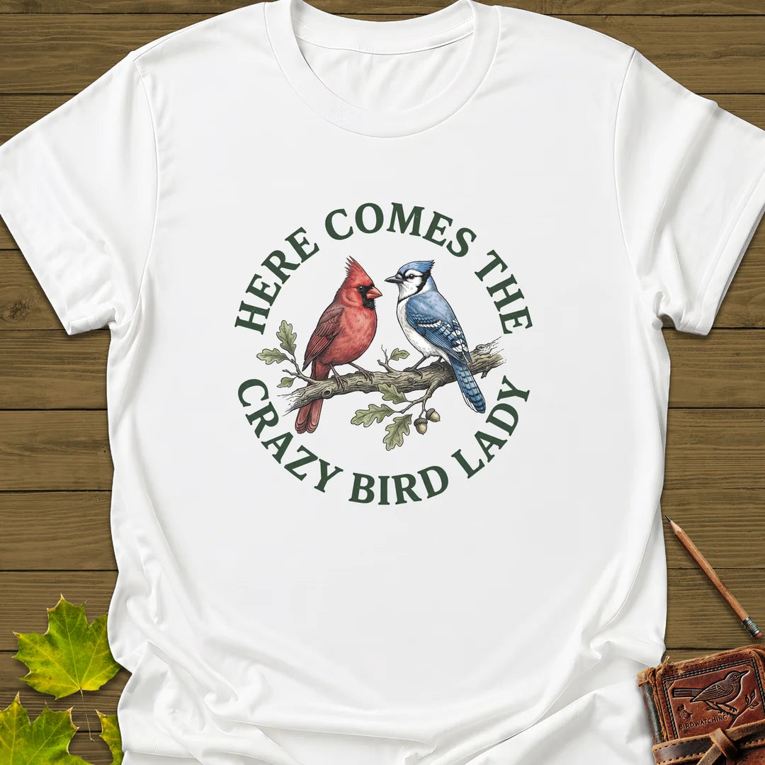 Crazy Bird Lady T-Shirt in White
