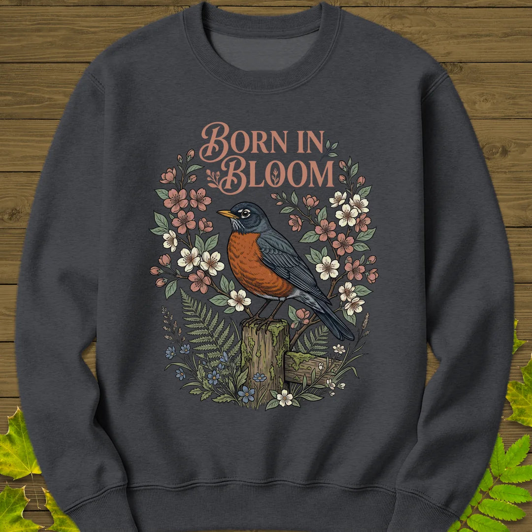 Born In Bloom Sweatshirt in Dark Heather