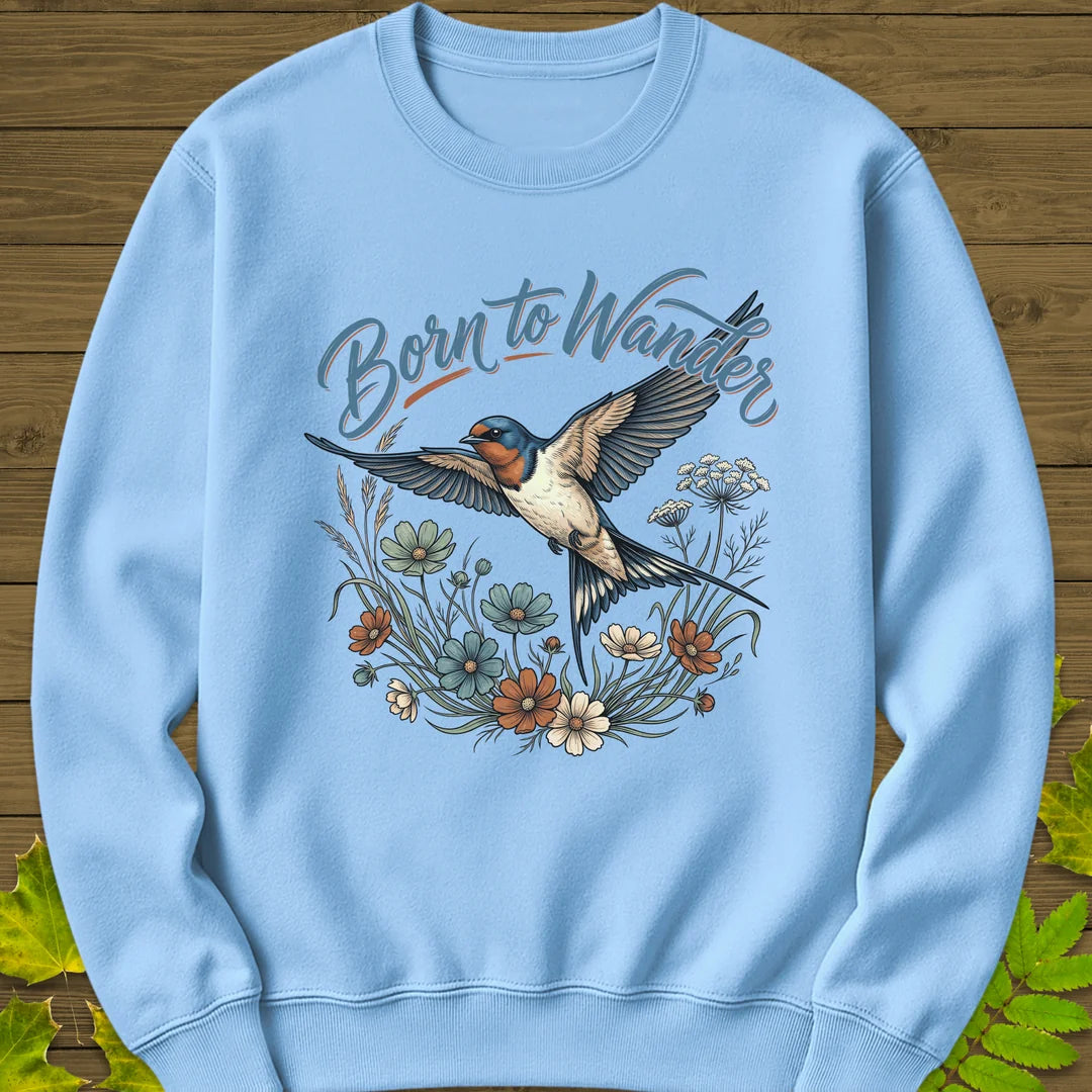 Born To Wander Sweatshirt in Light Blue