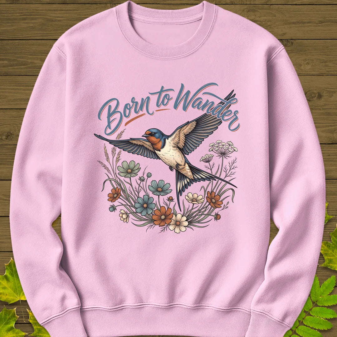 Born To Wander Sweatshirt in Light Pink