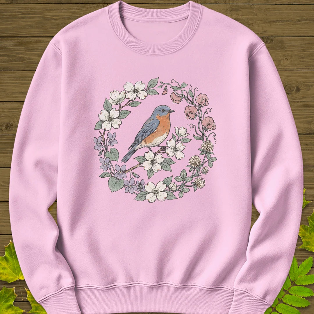 Blue & Bloom Sweatshirt in Light Pink