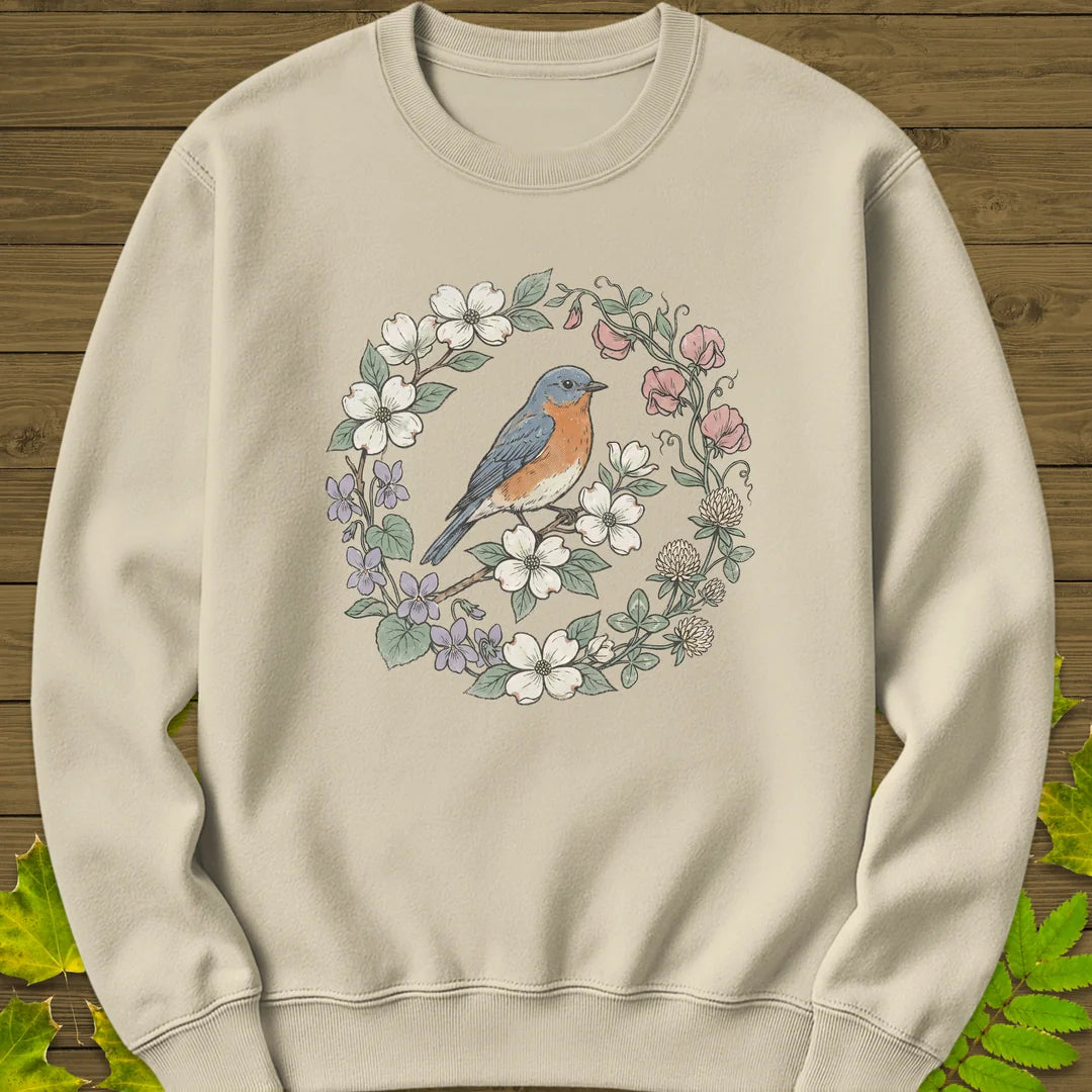 Blue & Bloom Sweatshirt in Sand