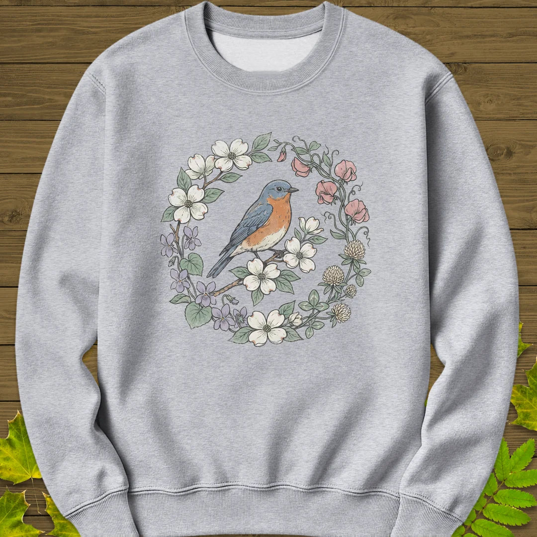 Blue & Bloom Sweatshirt in Sport Grey