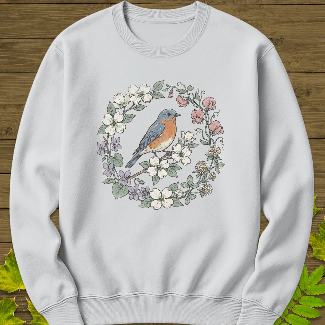 Blue & Bloom Sweatshirt in White