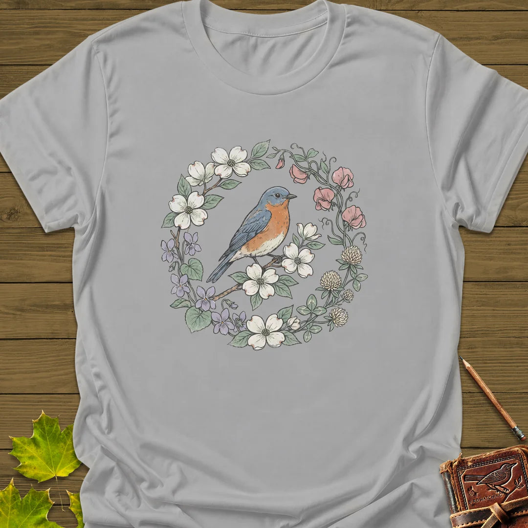 Blue & Bloom T-Shirt in Ice Grey