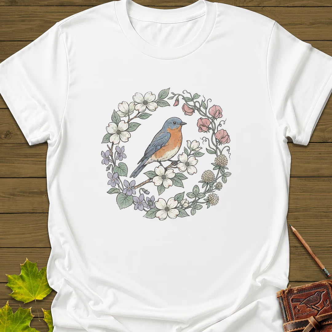 Blue & Bloom T-Shirt in White