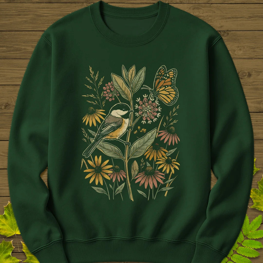 Garden Visitors Sweatshirt in Forest Green