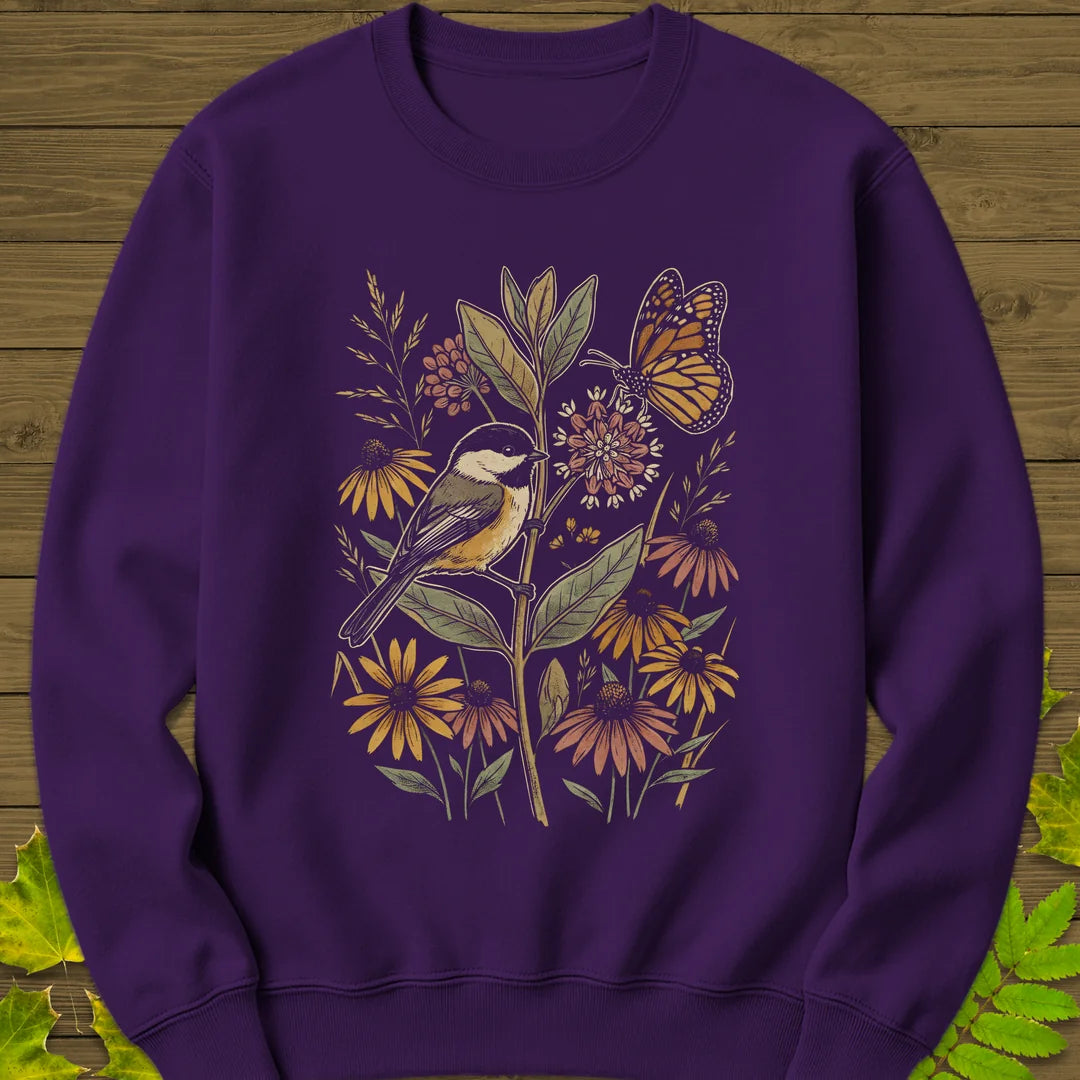 Garden Visitors Sweatshirt in Purple