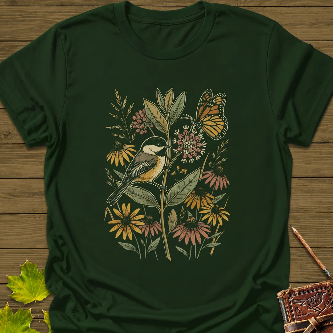 Garden Visitors T-Shirt in Forest Green