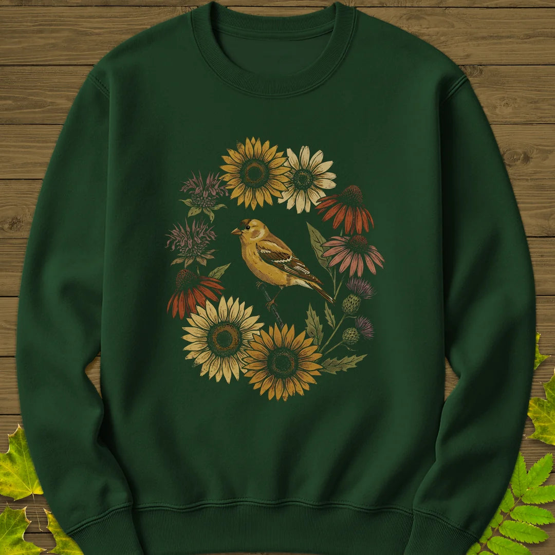 Gold In Bloom Sweatshirt in Forest Green