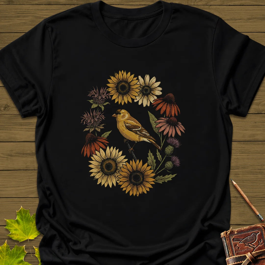 Gold In Bloom T-Shirt in Black