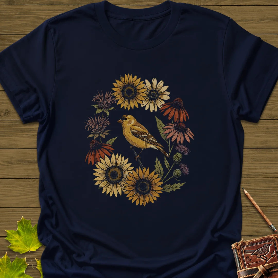 Gold In Bloom T-Shirt in Navy