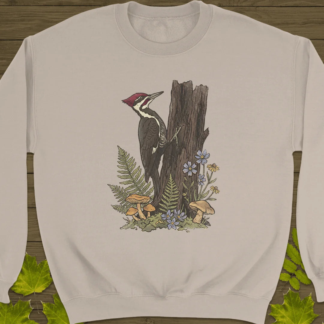 Pileated Woodpecker Sweatshirt in Sand