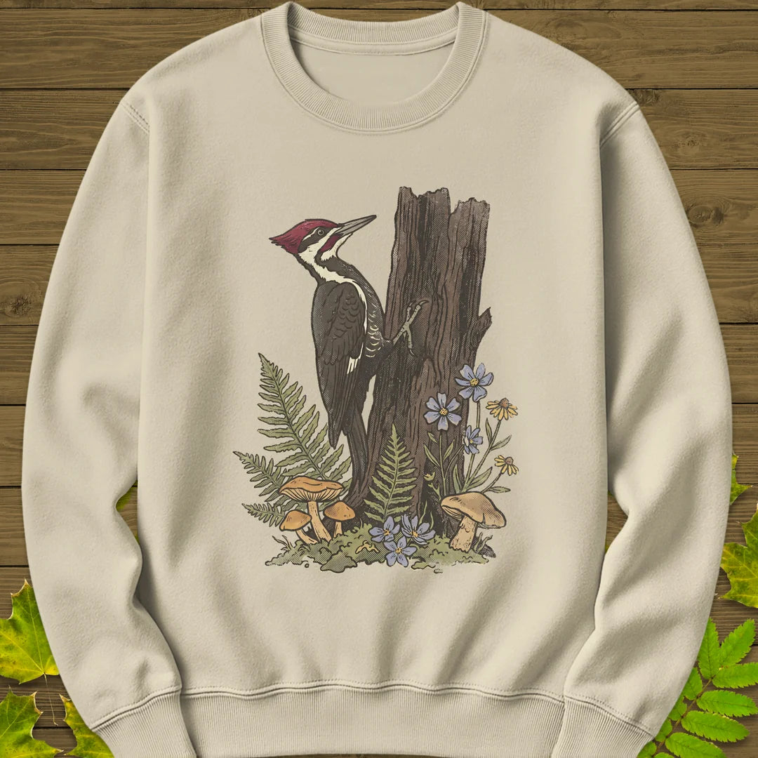 Pileated Woodpecker Sweatshirt in Sand