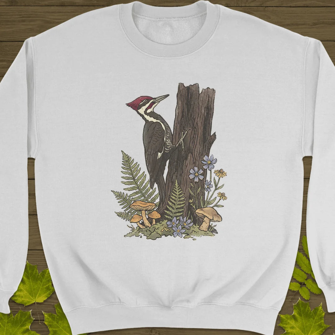 Pileated Woodpecker Sweatshirt in White